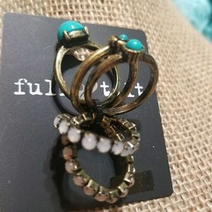 Full Tilt Teal and Antigue Gold rings